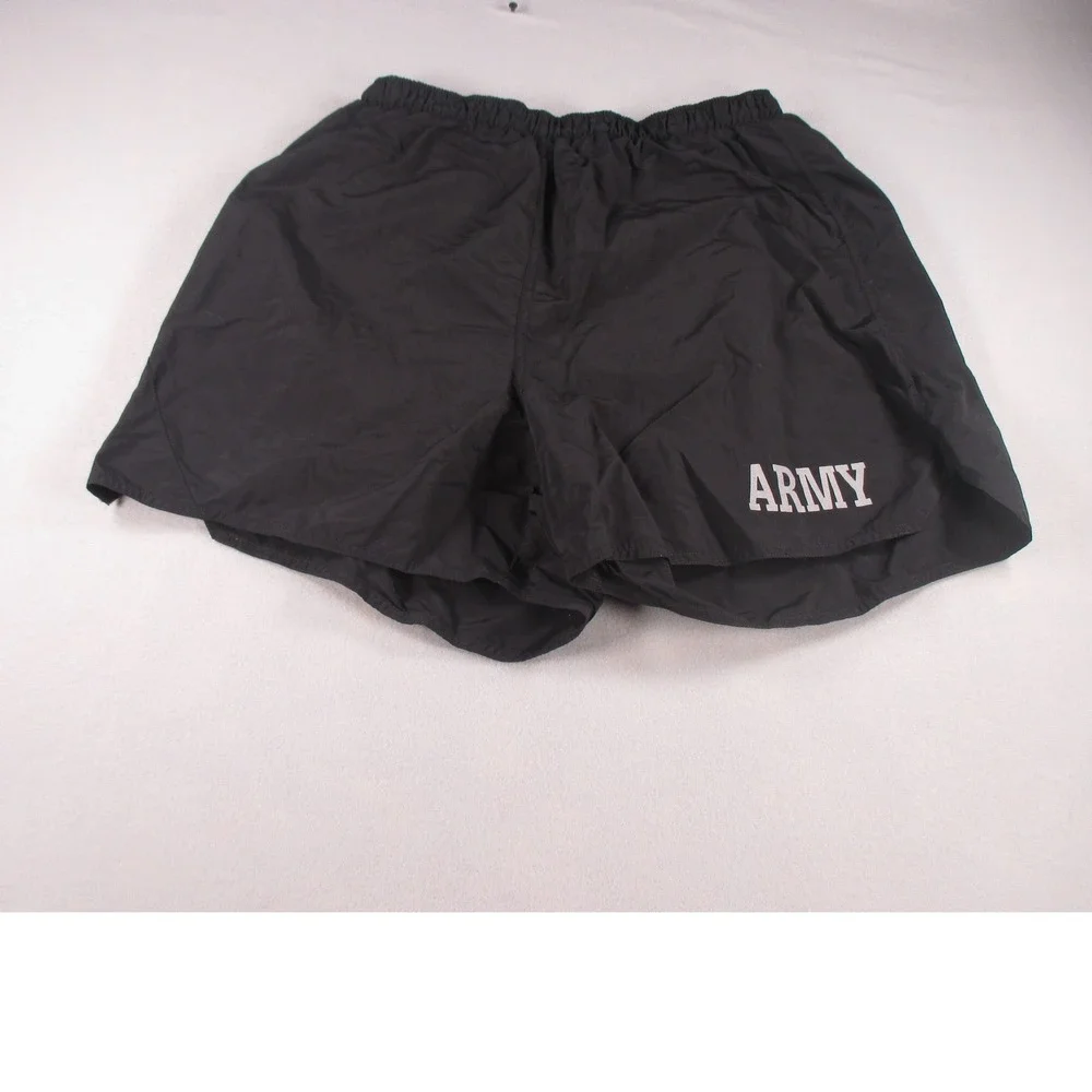 US Army PT Athletic Shorts Black Reflective Training Gym Workout Mens Size Large